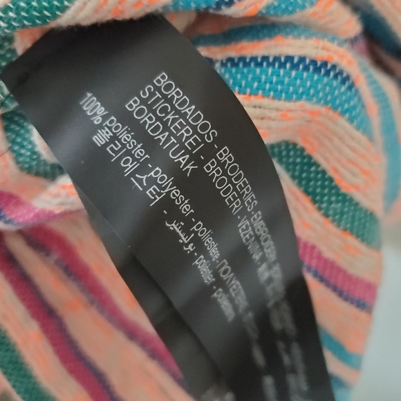 NWT Zara L Lagenlook Boho Hippie  Rainbow Neon Striped Oversized Leslie Shirt - Picture 14 of 15